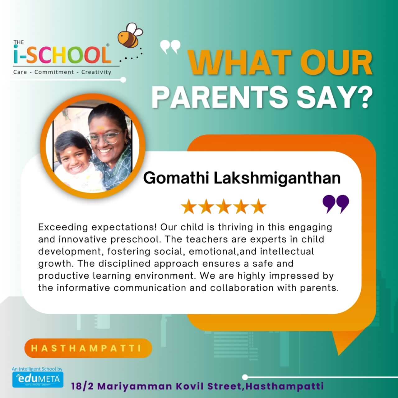 Pre-school parents feedback on teacher quality and care